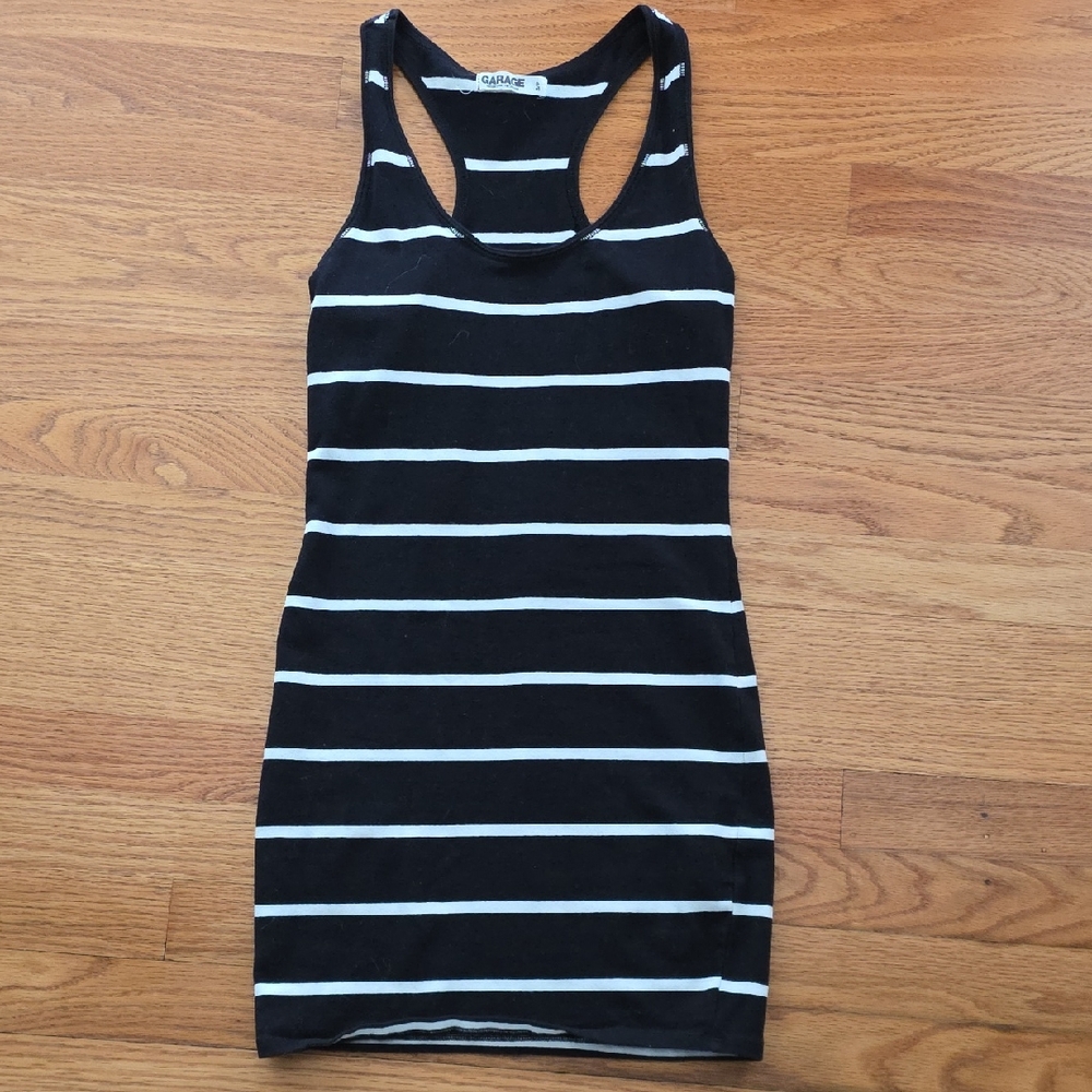 Garage Black and White Striped Bodycon Mini Dress